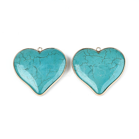 Dyed Synthetic Turquoise Heart Pendants X-TURQ-T004-30A-1