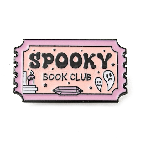 Word SPooky Book Club Alloy Enamel Pins Broochs AJEW-Z023-14A-1