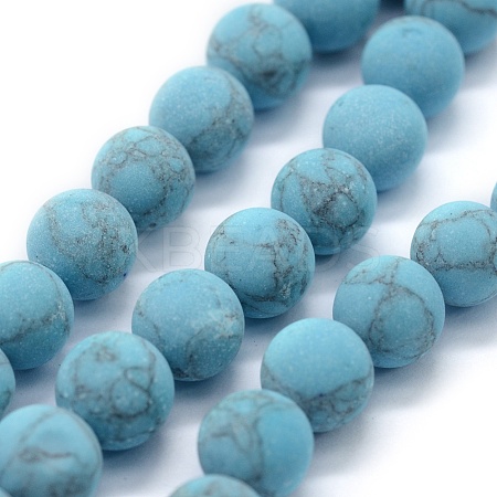 Synthetic Turquoise Beads Strands G-P387-01-6mm-1