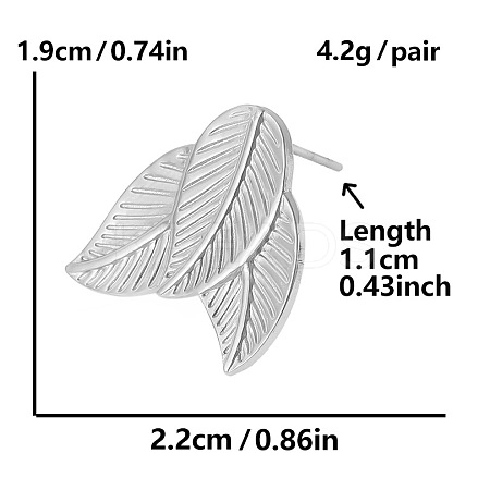 Fashionable Leaf Stud Earrings JI9097-1-1