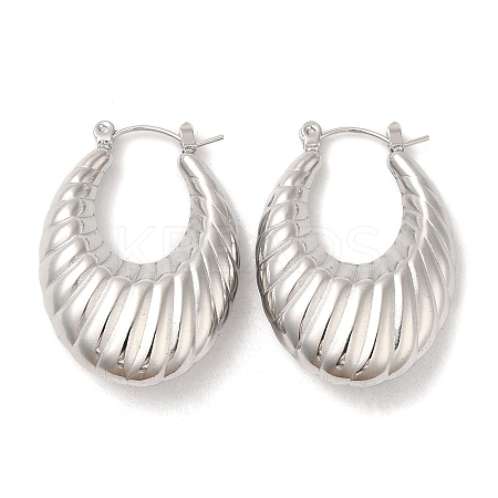Non-Tarnish 304 Stainless Steel Thick Hoop Earrings EJEW-Z022-07P-1