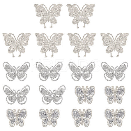 18Pcs 3 Styles Butterfly Hotfix Rhinestone Appliques DIY-CA0007-62-1