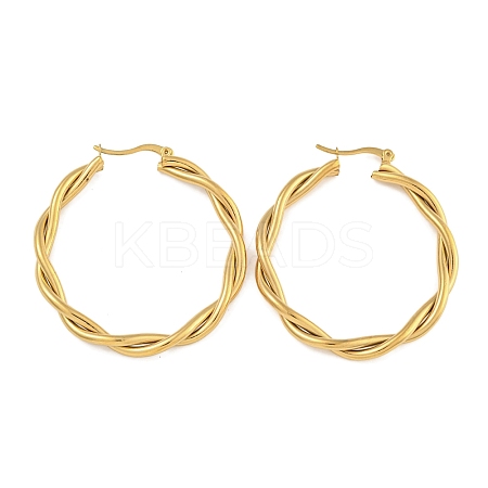 304 Stainless Steel Twist Ring Hoop Earrings for Women EJEW-U022-14G-1