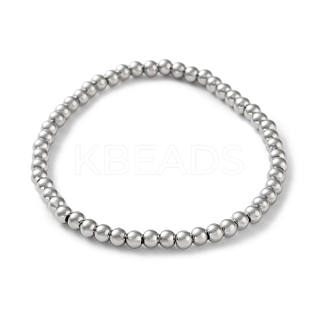 Non-Tarnish 316 Surgical Stainless Steel Round Beaded Stretch Bracelets BJEW-M305-01B-P-1