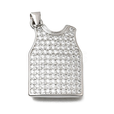 Brass Micro Pave Clear Cubic Zirconia Pendants CU-CBA108A-10P-1
