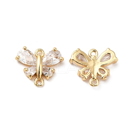 Brass Clear Cubic Zirconia Connector Charms KK-M233-53G-1