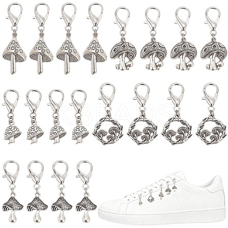 24Pcs 6 Styles Mushroom Alloy Shoe Charms HJEW-CP00026-1