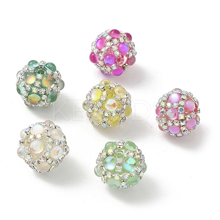 Sparkling Acrylic Encrusted Round Beads CLAY-NH0003-03S-1
