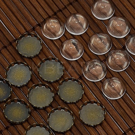 9.5~10mm Clear Domed Glass Cabochon Cover for Flat Round DIY Photo Brass Cabochon Making DIY-X0103-AB-NR-1