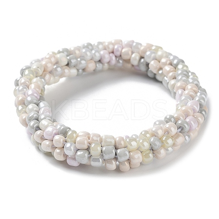 Crochet Glass Beads Braided Stretch Bracelet BJEW-K232-01T-1