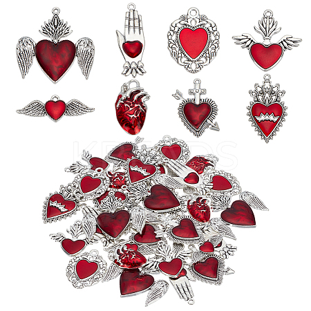 32Pcs 8 Styles Rack Plating Alloy Enamel Pendants FIND-HY0004-25-1