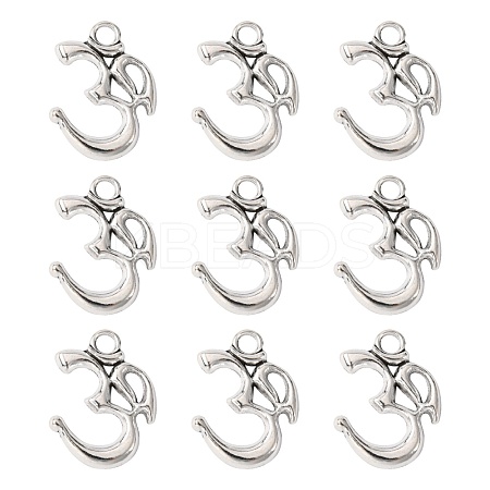 Yoga Theme Tibetan Style Alloy OM Pendants TIBEP-3555-AS-LF-1