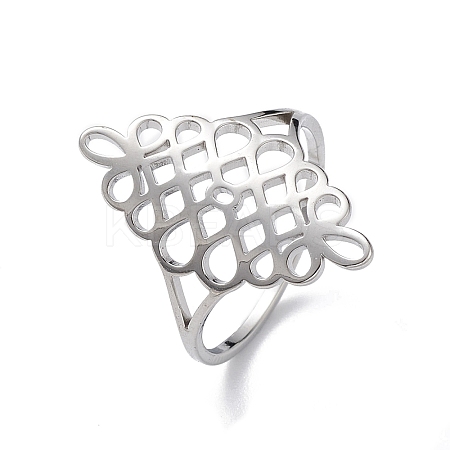 Non-Tarnish Hollow Out Chinese Knot 304 Stainless Steel Finger Ring for Women RJEW-E073-09P-1