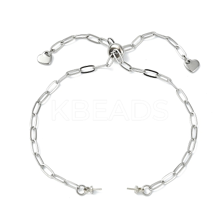 Adjustable 304 Stainless Steel Paperclip Chain Slider Bracelet Making AJEW-JB01623-01-1