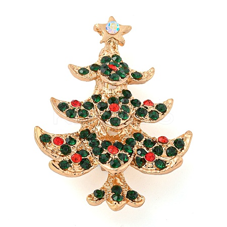 Christmas Tree Theme Zinc Alloy with Rhinestone Brooches LS-JEWB-B018-02G-03-1