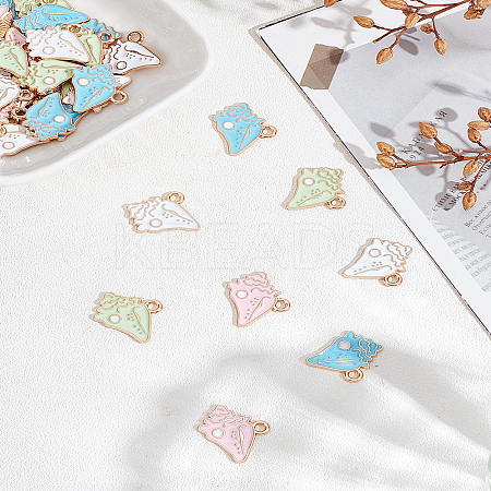 40Pcs 4 Colors Alloy Enamel Pendants ENAM-LP0001-89-1