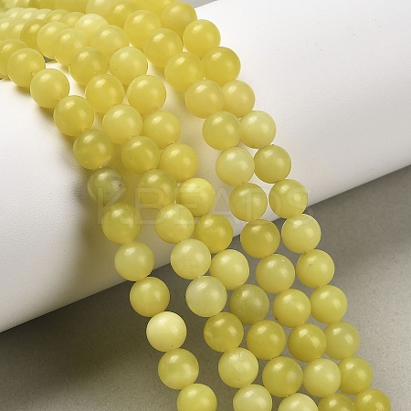 Natural Lemon Jade Round Bead Strands G-E334-6mm-07-1