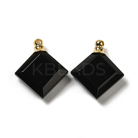 Natural Obsidian Perfume Bottle Pendants G-Z039-05G-03-1
