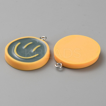 Opaque Resin Enamel Pendants LS-RESI-WH0036-20H-1