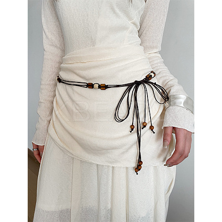 Bohemian Style Wood & Imitation Leather Cord Knot Chain Belts FS-WG6C080-01-1