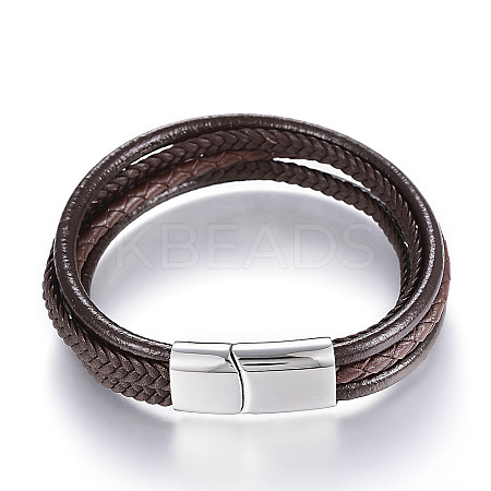 Leather Cord Multi-strand Bracelets BJEW-K141-29B-1