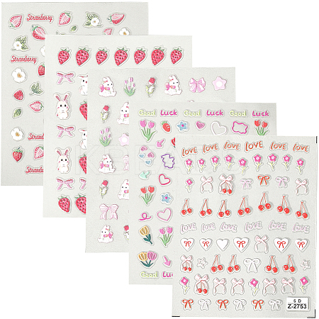 5Pcs 5 Style PET Plastic Decorative Sticker MRMJ-SP0001-25-1