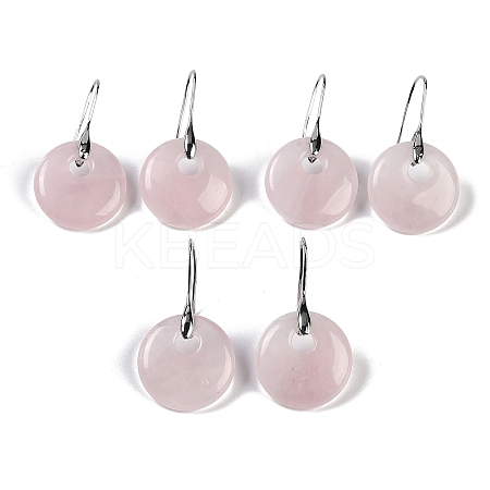 Natural Rose Quartz Dangle Earrings EJEW-C119-01P-05-1