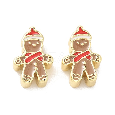 Christmas Brass Enamel Beads KK-I474-G24-1