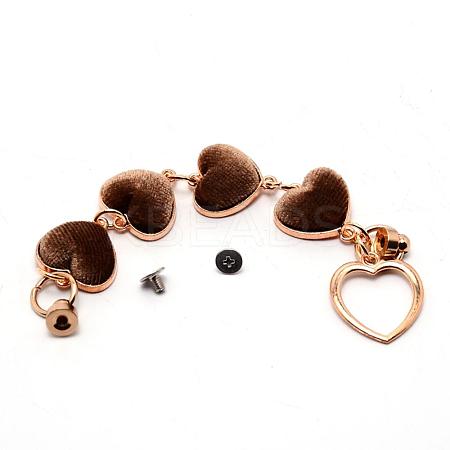 Alloy Plush Cloth Fabric Heart Link Chain for DIY Keychains AJEW-WH0188-88E-1