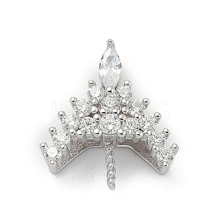 925 Sterling Silver Pave Clear Cubic Zirconia Crown Pendant Bails STER-P068-04P-1