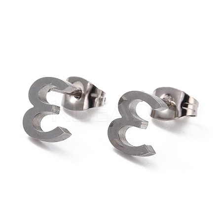 Tarnish Resistant 304 Stainless Steel Greek Alphabet Stud Earrings STAS-D007-07P-12-1