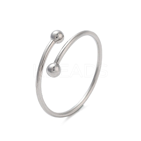 304 Stainless Steel Round Wrap Open Cuff Rings for Women Men RJEW-Z071-01P-1