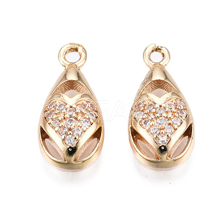 Brass Micro Pave Clear Cubic Zirconia Charms KK-S359-101-RS-1