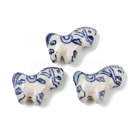 Animal Theme Blue and White Porcelain Beads PORC-Z007-05C-1