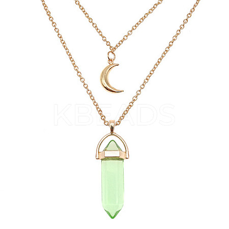 Dyed Natural Jasper Cone Pendant Double Layer Necklace LS-UX9990-14-1