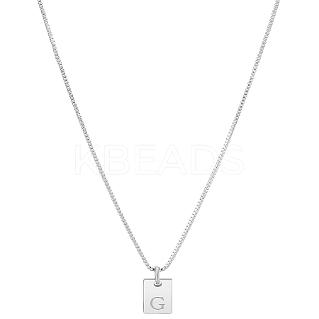 1Pc Stainless Steel Letter Rectangle Pendant Necklaces NJEW-LP0001-34G-P-1