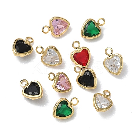 Brass Micro Pave Cubic Zirconia with Glass Pendants KK-Z136-17G-1