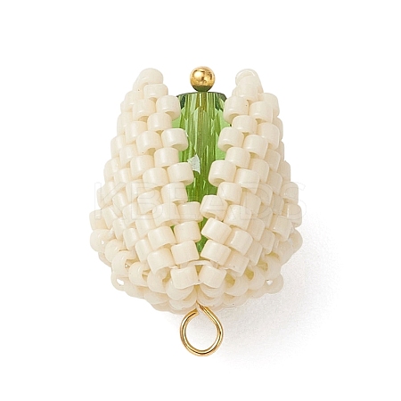 MIYUKI Glass Seed Beaded Pistachio Pendants PALLOY-MZ01213-1