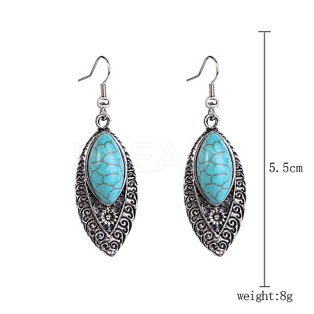 Bohemian Style Alloy Synthetic Turquoise Dangle Earrings FS-WG7654C-03-1
