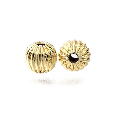 Brass Corrugated Beads KK-V011-01B-G-1