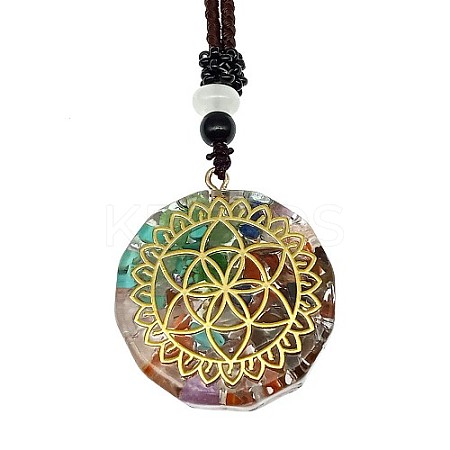 Orgonite Chakra Natural & Synthetic Mixed Stone Pendant Necklaces PZ4674-22-1
