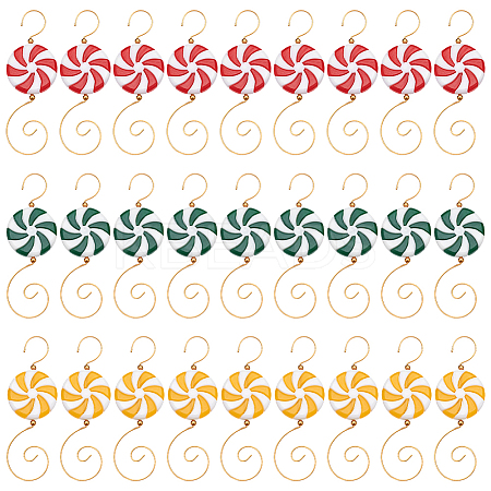 30Pcs 3 Colors Opaque Acrylic Bead with Iron Ornament Hooks HJEW-PH02216-1