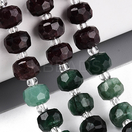 Natural Fuchsite & Garnet & White Moonstone Beads Strands G-T144-20B-01-1