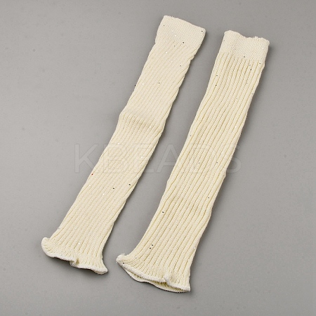 Sequin Acrylic Fiber Yarn Leg Warmers Socks AJEW-WH20064-46B-1