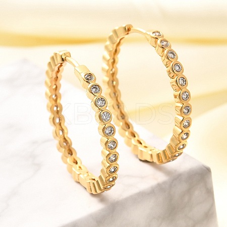 Rack Plating Brass Micro Pave Clear Cubic Zirconia Hoop Earrings for Women EJEW-C125-17A-G-1
