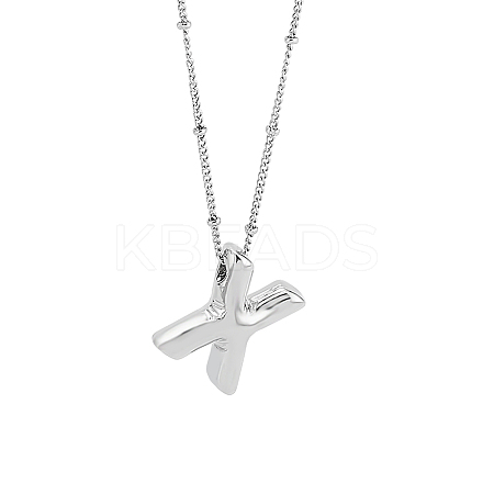 1pc Brass Chain with Alloy Letter Pendants Necklaces NJEW-LP0001-41X-P-1