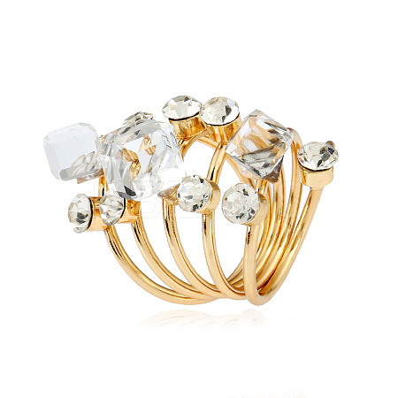 Alloy Rhinestone Multi-layer Rings VU7935-1-1