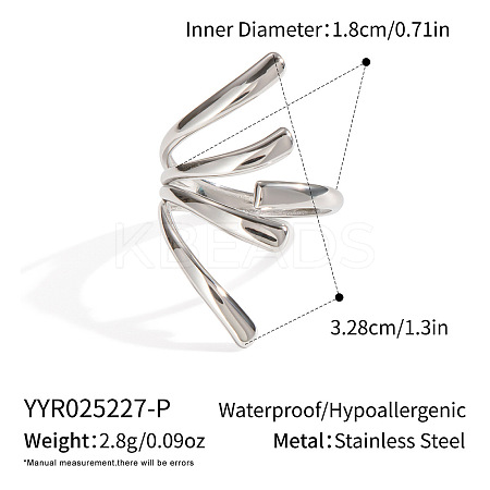 Adjustable 304 Stainless Steel Open Cuff Rings for Women SZ1207-3-1