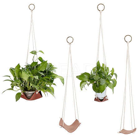   4Pcs 2 Style Leather Hanging Basket AJEW-PH0002-67-1