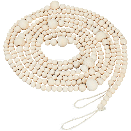 Round Wooden Beaded Garland for Christmas Tree Decoration AJEW-WH20019-62-1